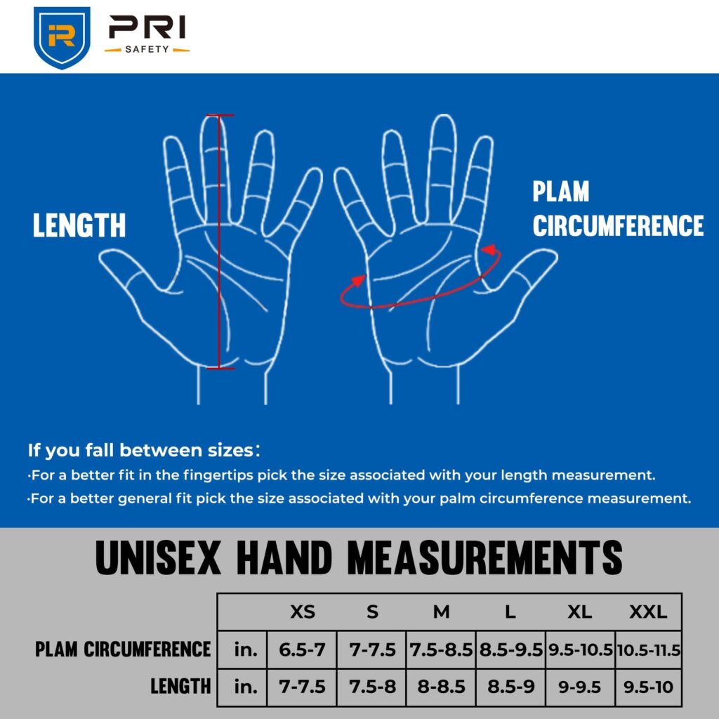 Glove Size Chart for Unisex