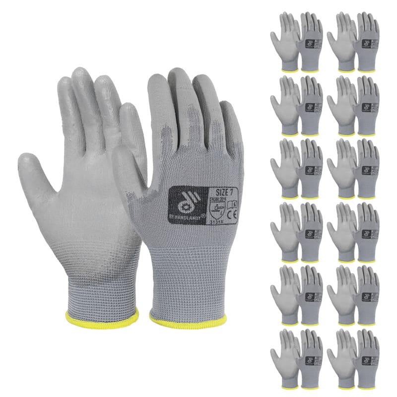 Grey Pu Coated Dipping Gloves