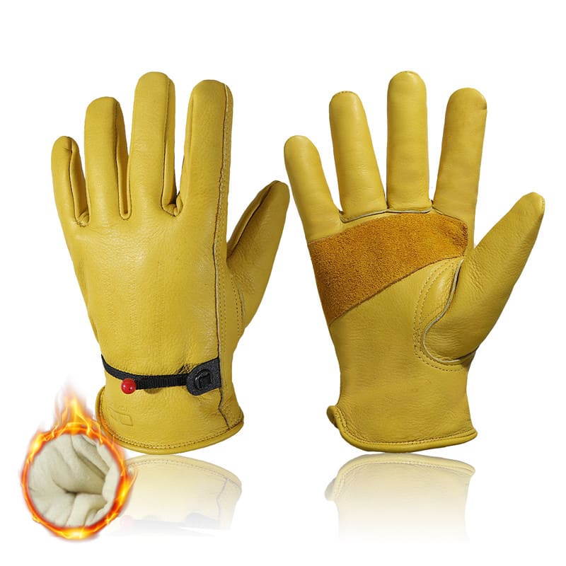 Yellow Leather Work Gloves