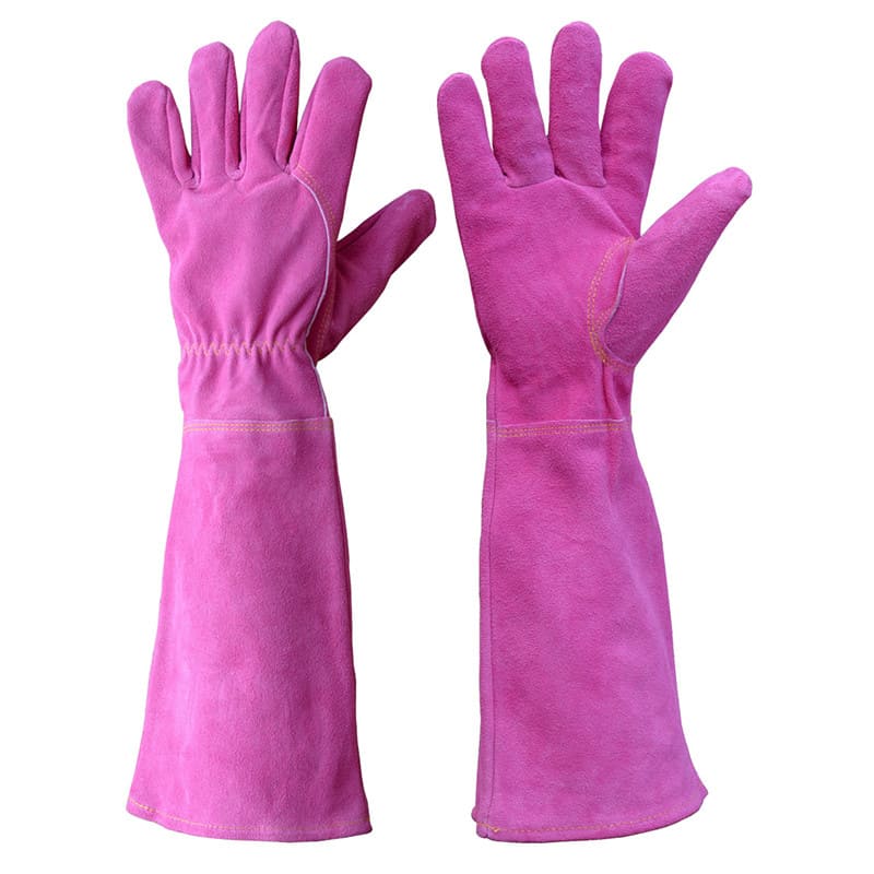 Purple Long Cuff Leather Gloves